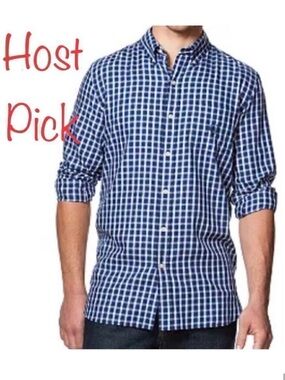 Chaps by Ralph Lauren Easy Care Twill Plaid Shirt in Blue/White Men’s 2XLT